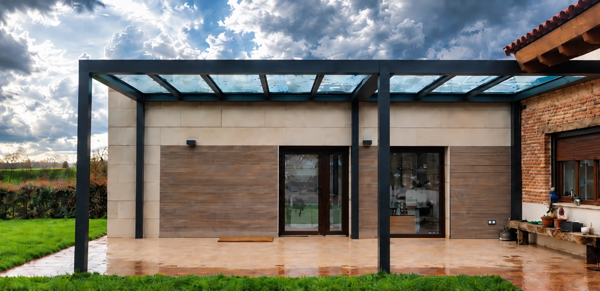 Pérgolas bioclimáticas, de techo fijo y de cristal fabricadas por Industrias TEYCO
